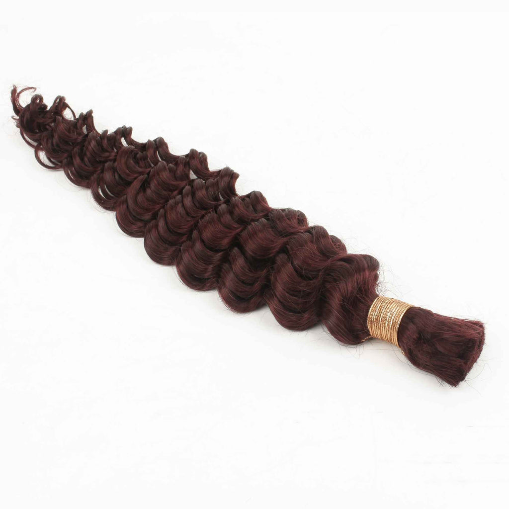 Burgundy Deep Wave Bulk Human Hair Extensions