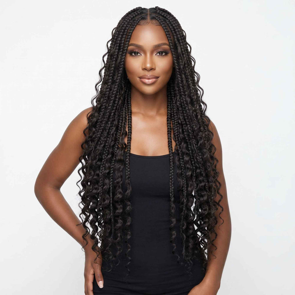 Deep Wave Boho Braids with Human Hair Blend