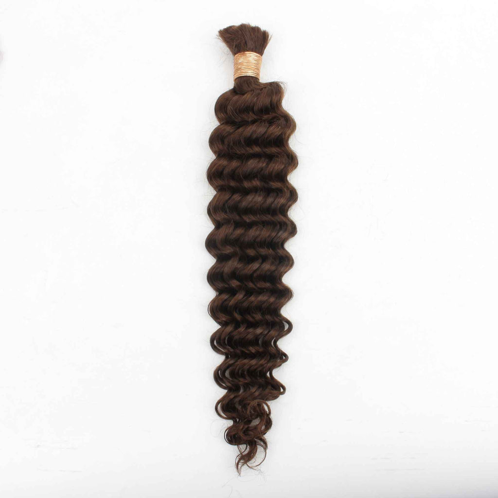 Medium Brown Deep Wave Bulk Human Hair Extensions